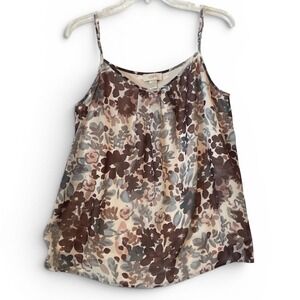 LOFT Floral Camisole Large Brown Multi Women's  Adjustable Straps Excellent